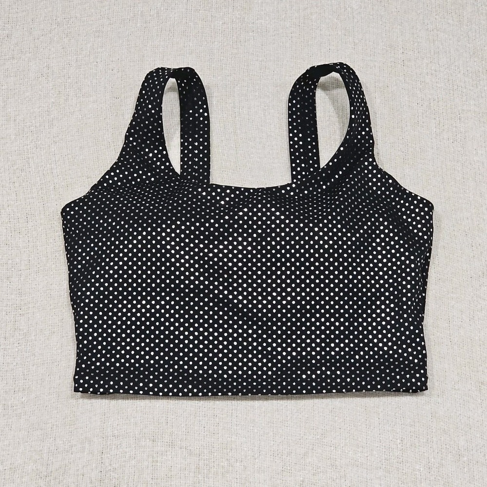 NWOT Zyia Active Girls Night Out Sports Bra Black Silver Dots Luxe Crop Tank M